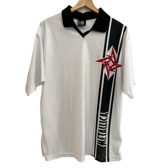 Rare Tour Shirt 90's Metallica Original White Polo with Ninja Stars  Size L - Picture 1 of 6